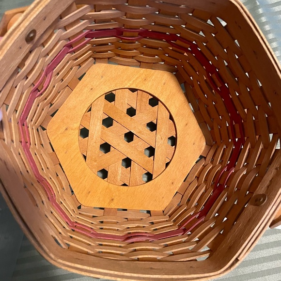 Longaberger Woven Basket with Red and Tan Accents - Picture 11 of 14